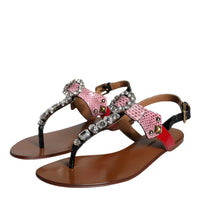 Dolce & Gabbana Multicolor Crystal Sandals Flip Flops Shoes