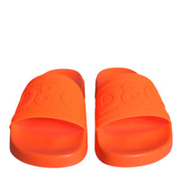 Dolce & Gabbana Orange Rubber Slides Sandals Beachwear Shoes