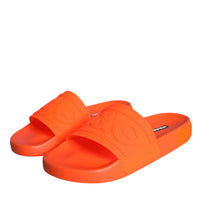 Dolce & Gabbana Orange Rubber Slides Sandals Beachwear Shoes