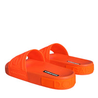 Dolce & Gabbana Orange Rubber Slides Sandals Beachwear Shoes