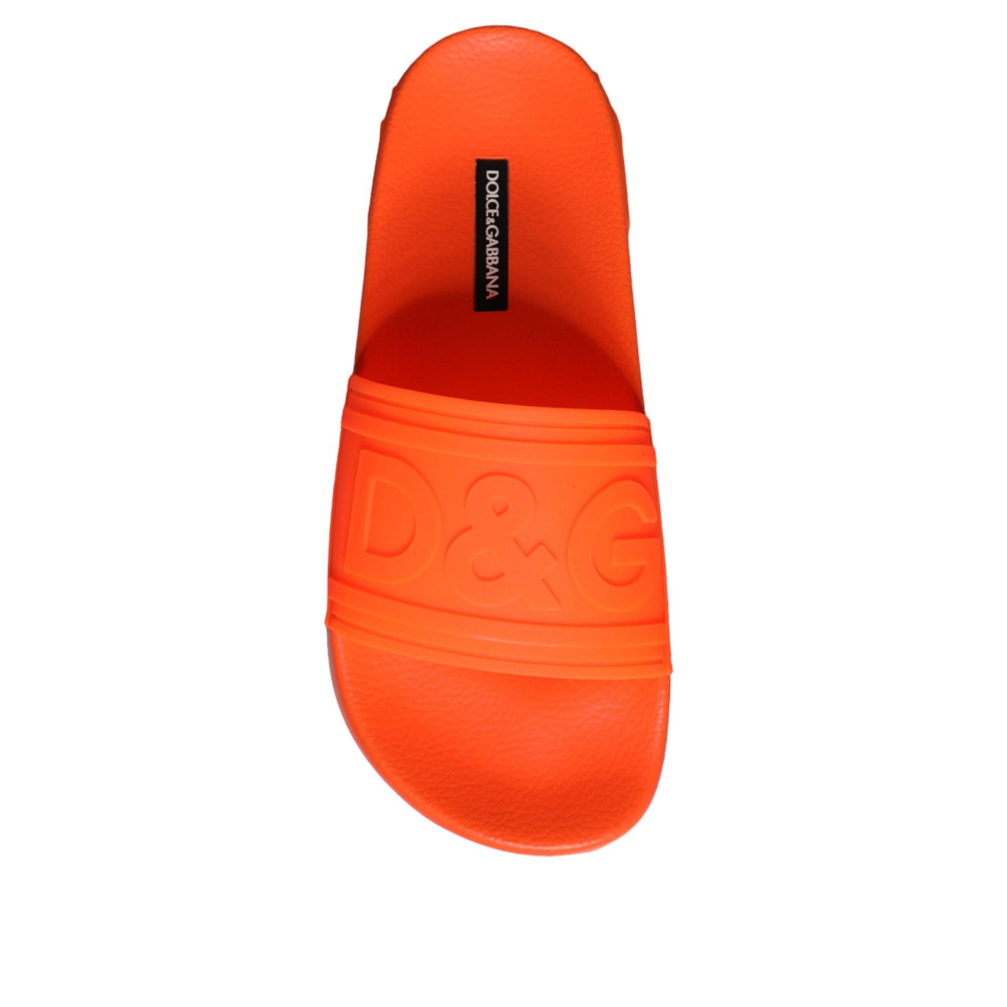 Dolce &amp; Gabbana Orange Rubber Slides Sandals Beachwear Shoes