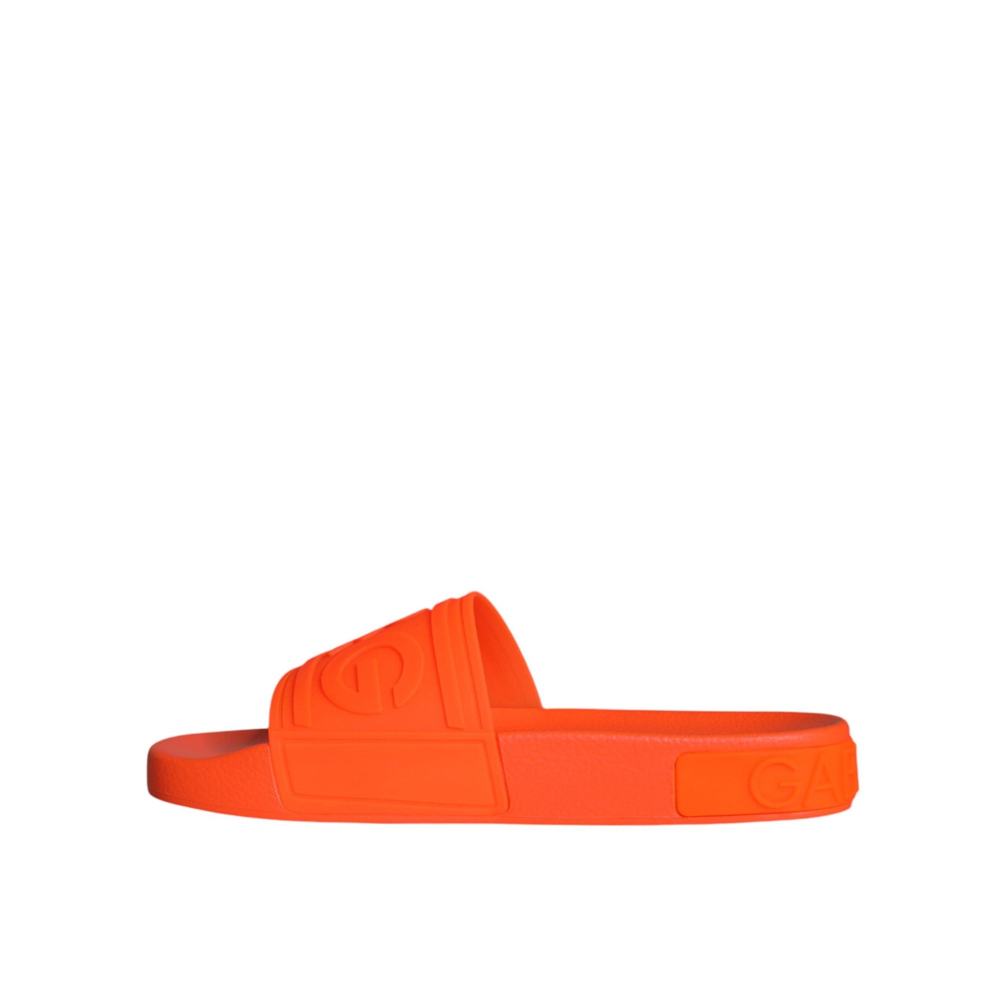 Dolce &amp; Gabbana Orange Rubber Slides Sandals Beachwear Shoes