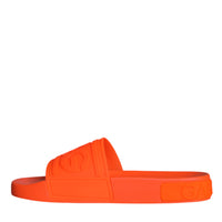 Dolce & Gabbana Orange Rubber Slides Sandals Beachwear Shoes