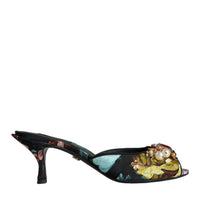 Dolce & Gabbana Multicolor Crystal Slip On Sandals Shoes