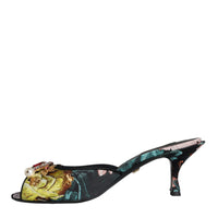 Dolce & Gabbana Multicolor Crystal Slip On Sandals Shoes