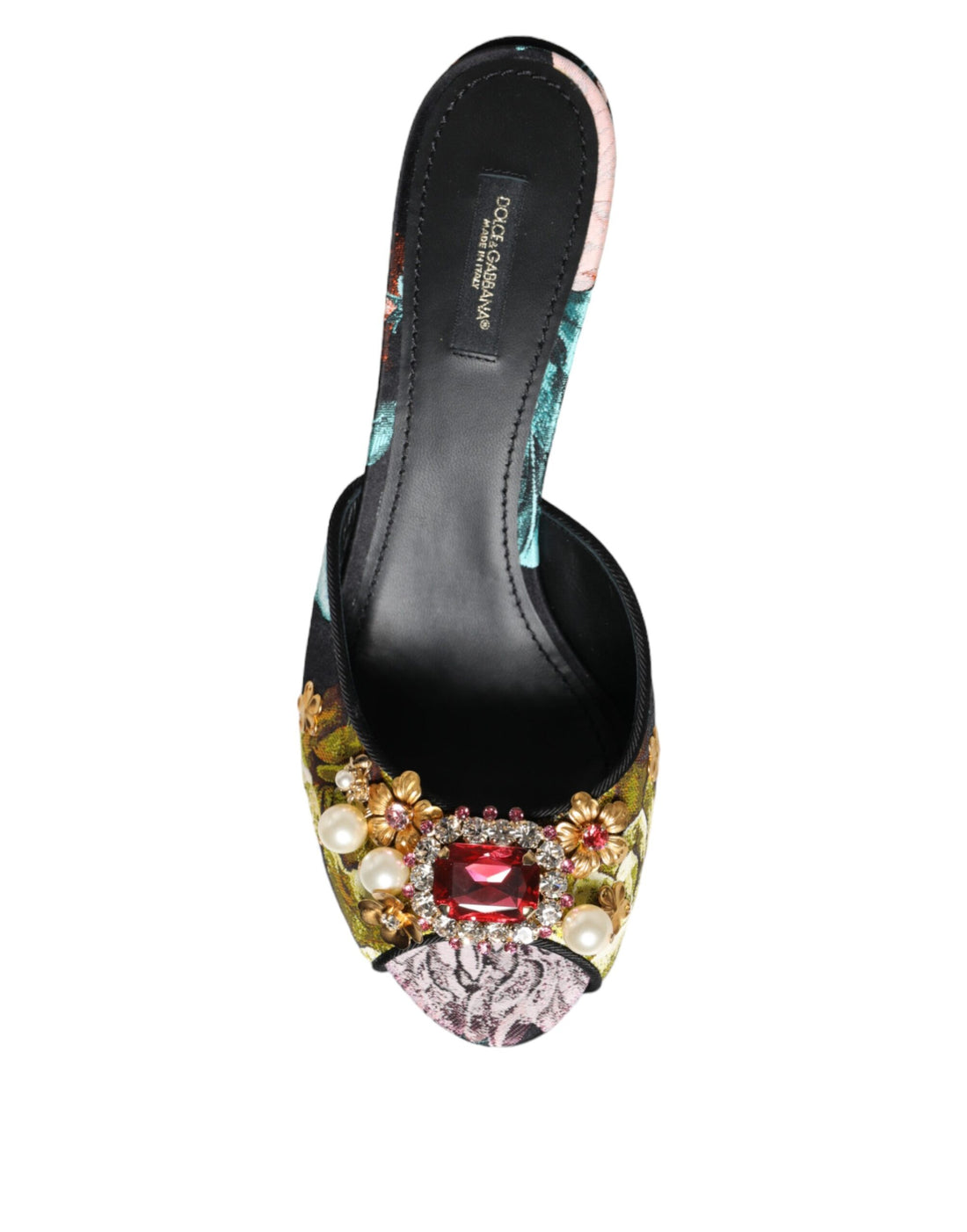 Dolce & Gabbana Multicolor Crystal Slip On Sandals Shoes