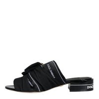 Dolce & Gabbana Black White Crystal Slides Sandals Shoes