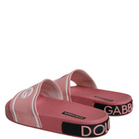 Dolce & Gabbana Pink Leather I Love D&G Sandals Slides Shoes