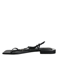 Dolce & Gabbana Black Leather Logo Ankle Strap Keira Sandals Shoes