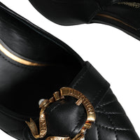 Dolce & Gabbana Black Devotion Leather Heels Slingback Shoes