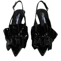 Dolce & Gabbana Black Patent Leather Heels Slingback Shoes