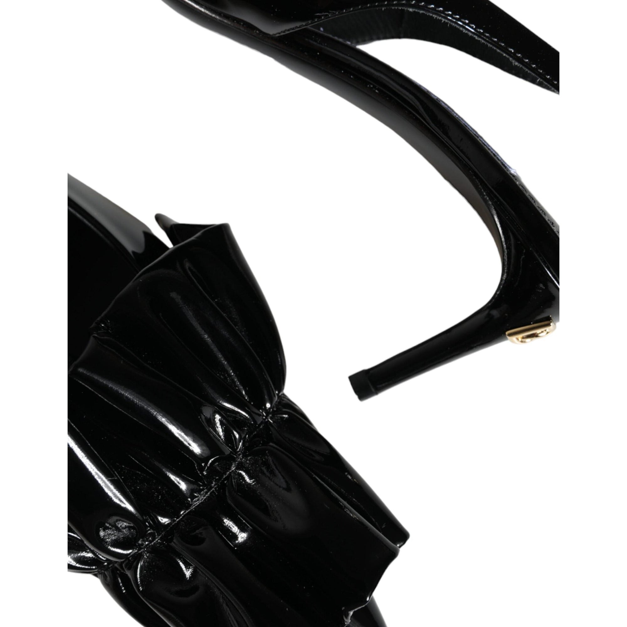 Dolce &amp; Gabbana Black Patent Leather Heels Slingback Shoes