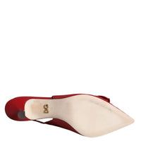 Dolce & Gabbana Red Devotion Leather Heels Slingback Shoes