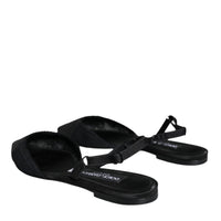 Dolce & Gabbana Black Satin Flats Slingback Sandals Shoes