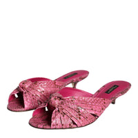 Dolce & Gabbana Pink Python Leather Kitten Heels Slides Shoes