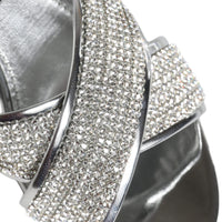 Dolce & Gabbana Silver Crystals Keira Heels Slides Shoes