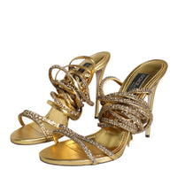 Dolce & Gabbana Gold Crystals Keira Heels Sandals Shoes