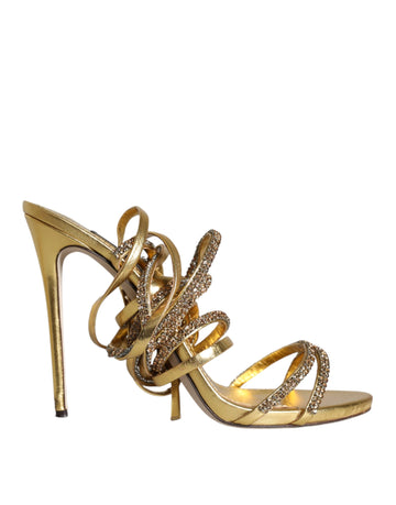 Dolce & Gabbana Gold Crystals Keira Heels Sandals Shoes