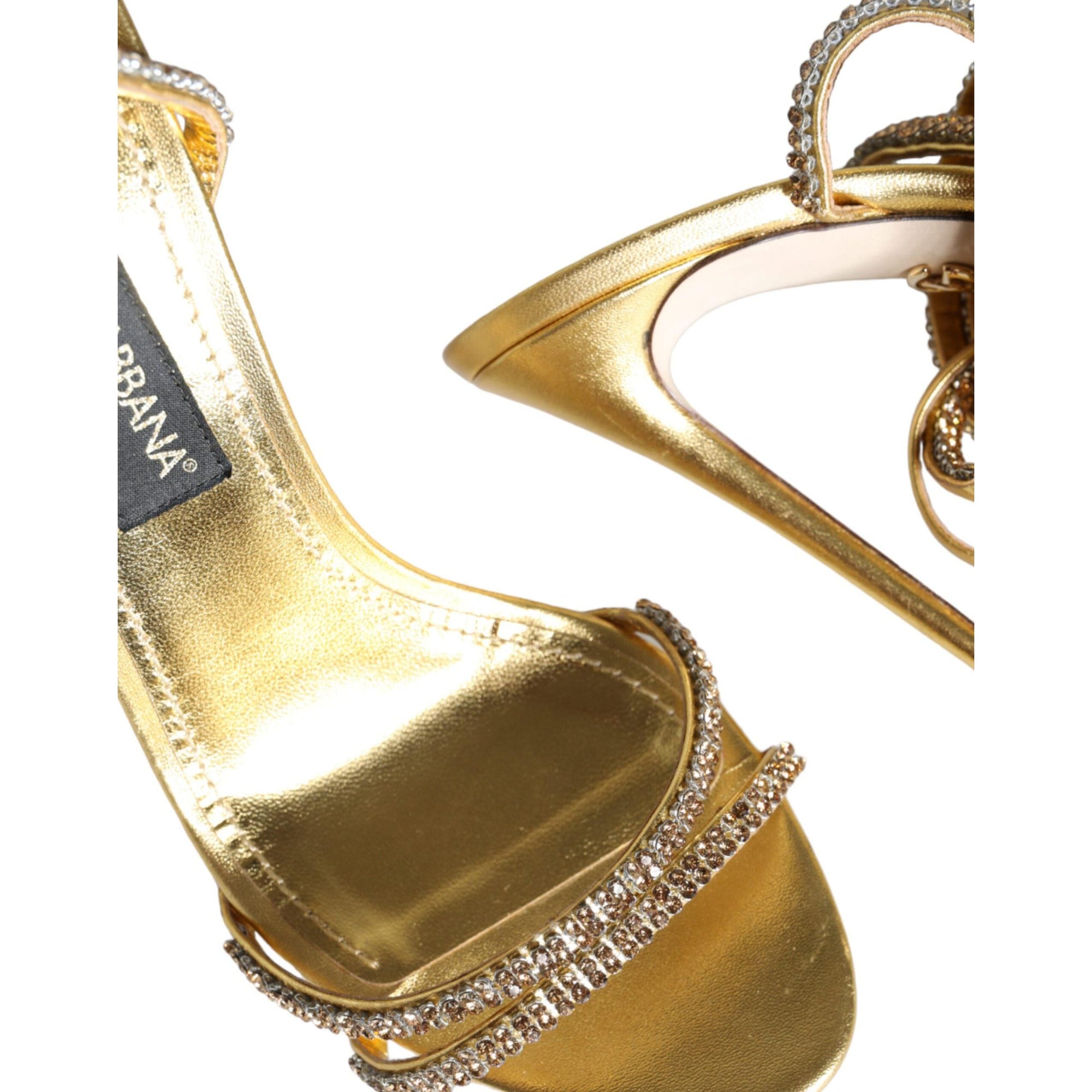 Dolce &amp; Gabbana Gold Crystals Keira Heels Sandals Shoes