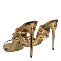 Dolce & Gabbana Gold Leather High Heels Sandals Shoes