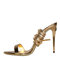 Dolce & Gabbana Gold Leather High Heels Sandals Shoes