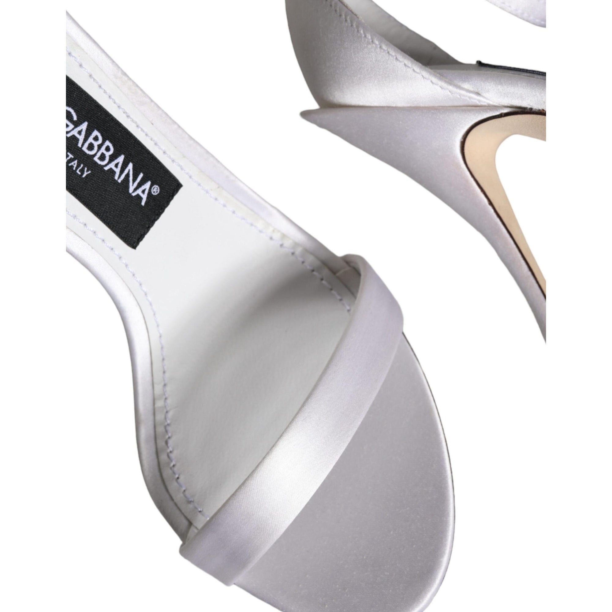 Dolce &amp; Gabbana White KEIRA Heels Ankle Strap Sandals Shoes