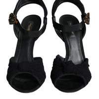 Dolce & Gabbana Black KEIRA Heels Ankle Strap Sandals Shoes