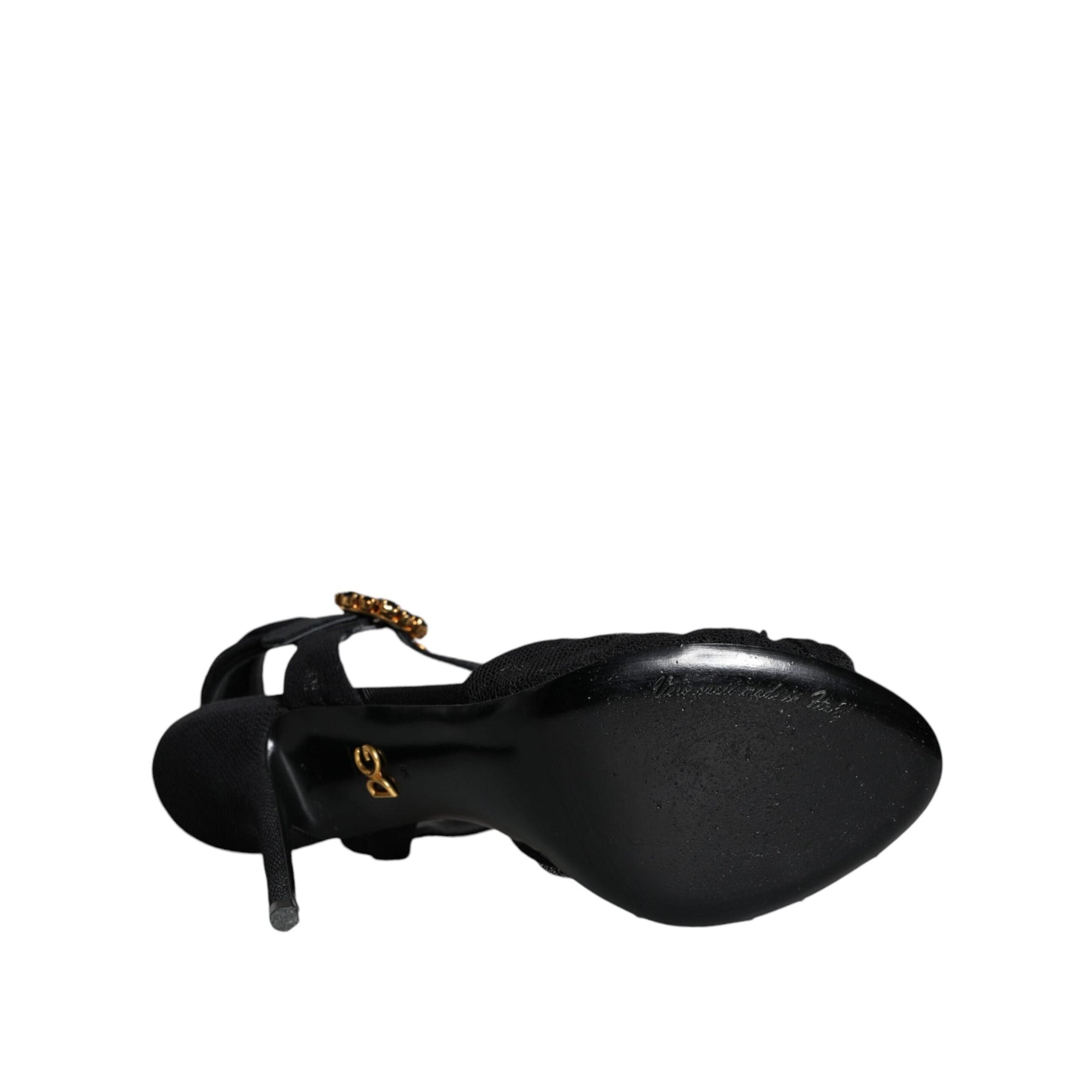 Dolce &amp; Gabbana Black KEIRA Heels Ankle Strap Sandals Shoes