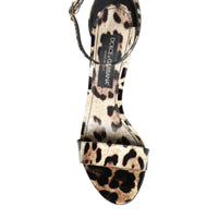 Dolce & Gabbana Brown Leopard KEIRA Ankle Strap Sandals Shoes