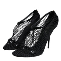 Dolce & Gabbana Black Mesh Leather Heels Keira Sandals Shoes