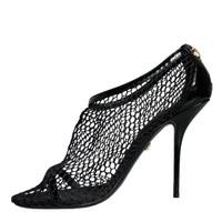 Dolce & Gabbana Black Mesh Leather Heels Keira Sandals Shoes