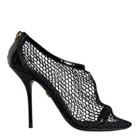 Dolce & Gabbana Black Mesh Leather Heels Keira Sandals Shoes