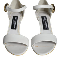 Dolce & Gabbana White Leather Heels Keira Sandals Shoes