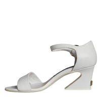 Dolce & Gabbana White Leather Heels Keira Sandals Shoes