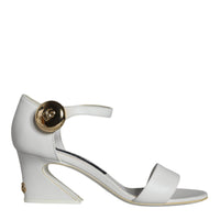 Dolce & Gabbana White Leather Heels Keira Sandals Shoes