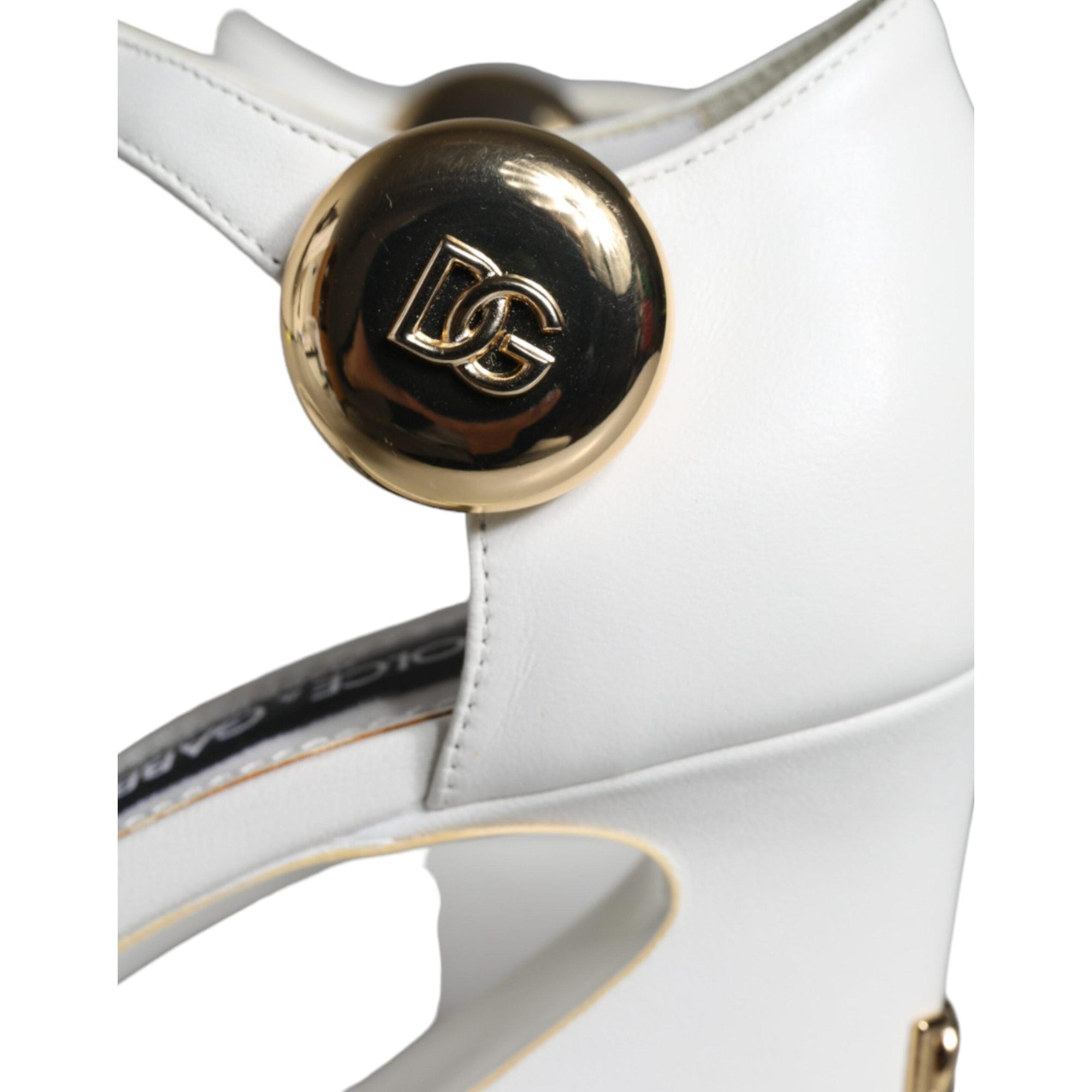 Dolce &amp; Gabbana White Leather Heels Keira Sandals Shoes