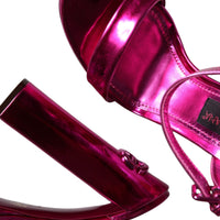 Dolce & Gabbana Fuchsia Leather Platform Logo Keira Sandals Shoes