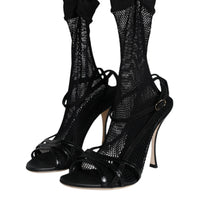 Dolce & Gabbana Black Mesh Stiletto Heels Sandals Shoes