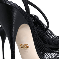 Dolce & Gabbana Black Mesh Stiletto Heels Sandals Shoes