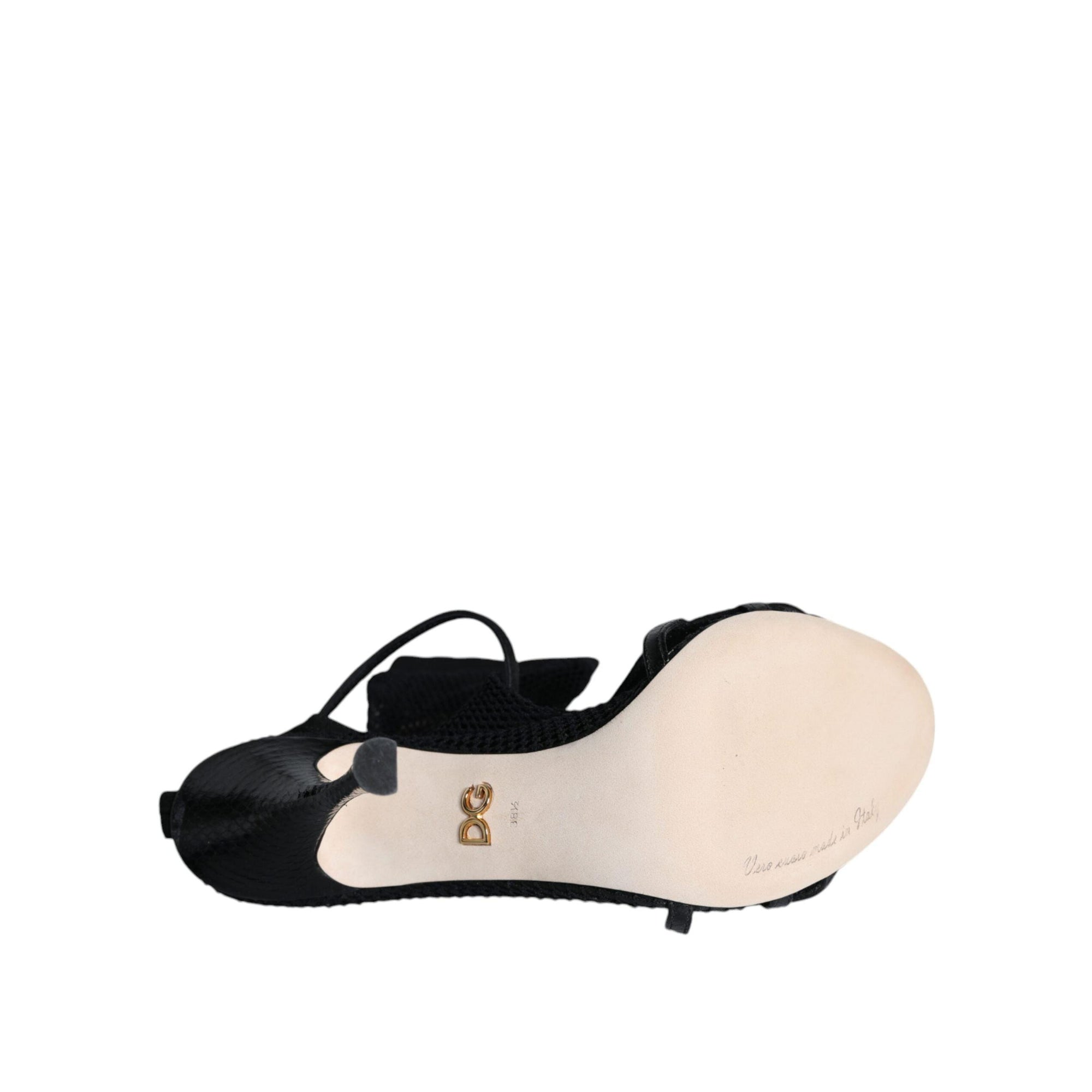 Dolce &amp; Gabbana Black Mesh Stiletto Heels Sandals Shoes