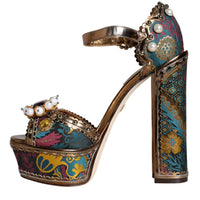 Dolce & Gabbana Fuchsia Jacquard Embellished Keira Sandals Shoes