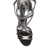 Dolce & Gabbana Silver Keira Leather Heels Sandals Shoes