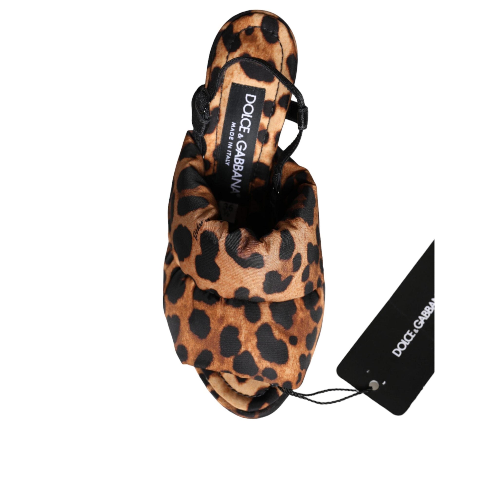 Dolce &amp; Gabbana Brown Leopard Keira Slingback Sandals Shoes