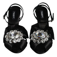 Dolce & Gabbana Black Crystal Ankle Strap Sandals Shoes