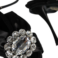 Dolce & Gabbana Black Crystal Ankle Strap Sandals Shoes