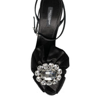 Dolce & Gabbana Black Crystal Ankle Strap Sandals Shoes