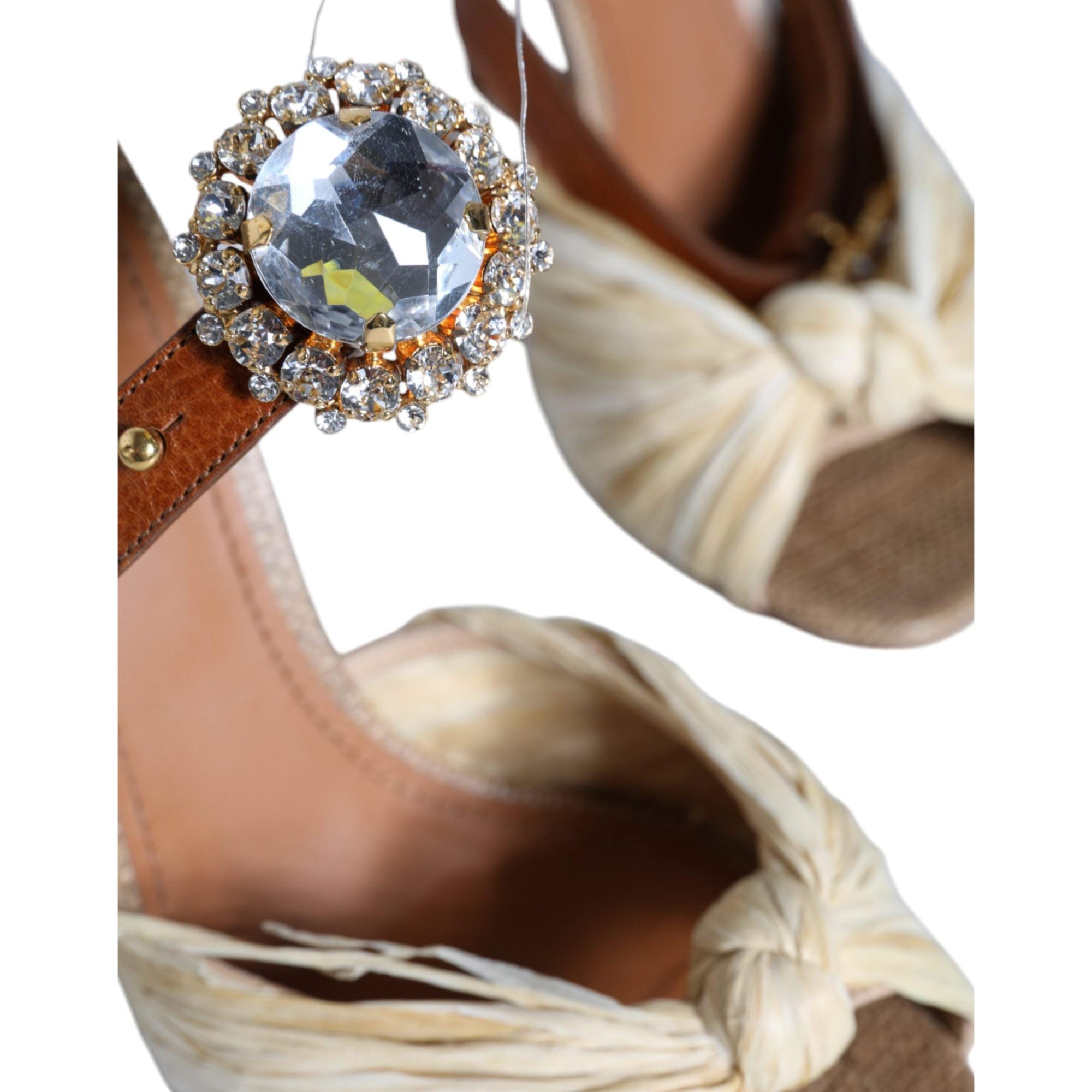 Dolce &amp; Gabbana Multicolor Crystal Slides Heel Sandals Shoes
