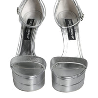 Dolce & Gabbana Silver KEIRA Heels Ankle Strap Sandals Shoes