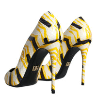 Dolce & Gabbana Multicolor Stripes Leather High Heels Pumps Shoes