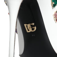 Dolce & Gabbana White Crystals Leather High Heels Pumps Shoes